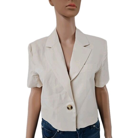 Sophie Rue Jackets & Blazers - Sophie Rue Cream Short Sleeve Blazer Style Top Size M